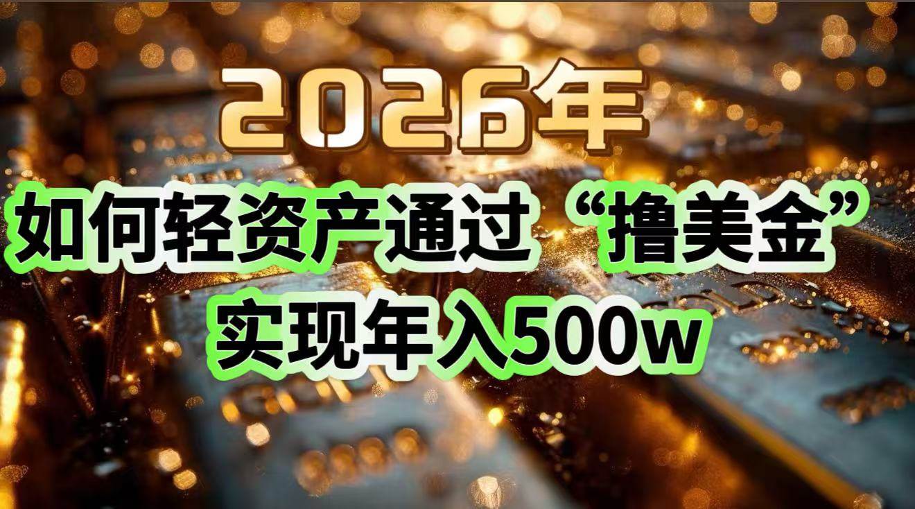 （17033期）2026年如何轻资产通过“撸美金”实现年入500w-网亿资源平台