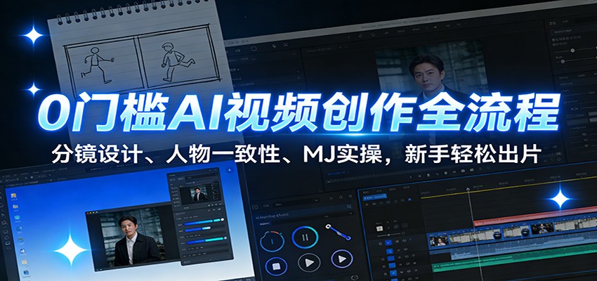 0门槛AI视频创作全流程:分镜设计、人物一致性、MJ实操,新手轻松出片 0门槛AI视频创作全流程:分镜设计、人物一致性、MJ实操,新手轻松出片