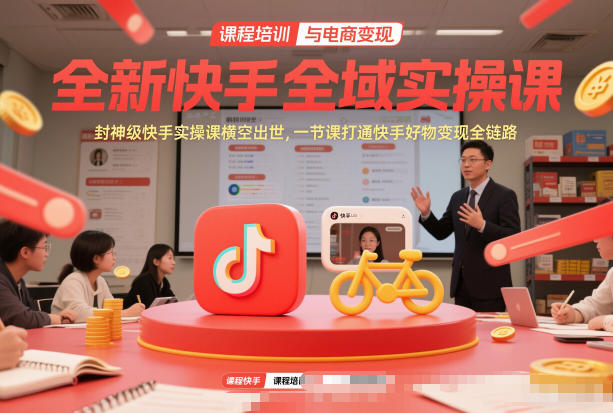 全新快手全域实操课，封神级快手实操课横空出世，一节课打通快手好物变现全链路-邪修侠