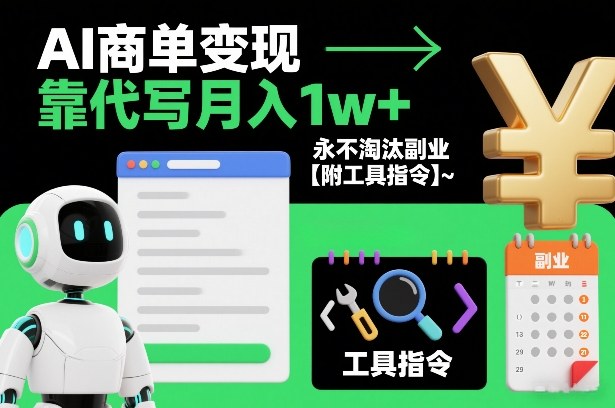 AI商单变现，靠代写月入1w+，永不淘汰副业【附工具指令】-网亿资源平台