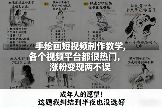 手绘画短视频制作教学，各个视频平台都很热门，涨粉变现两不误-邪修侠 - 演示