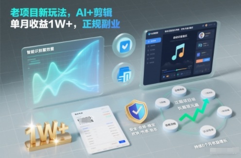 老项目新玩法，AI+剪辑，单月收益1W+，正规副业-网亿资源平台