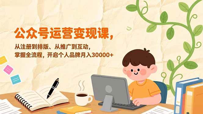 （17067期）公众号运营变现课，从注册到排版、从推广到互动，掌握全流程，开启个人品牌月入30000+-网亿资源平台