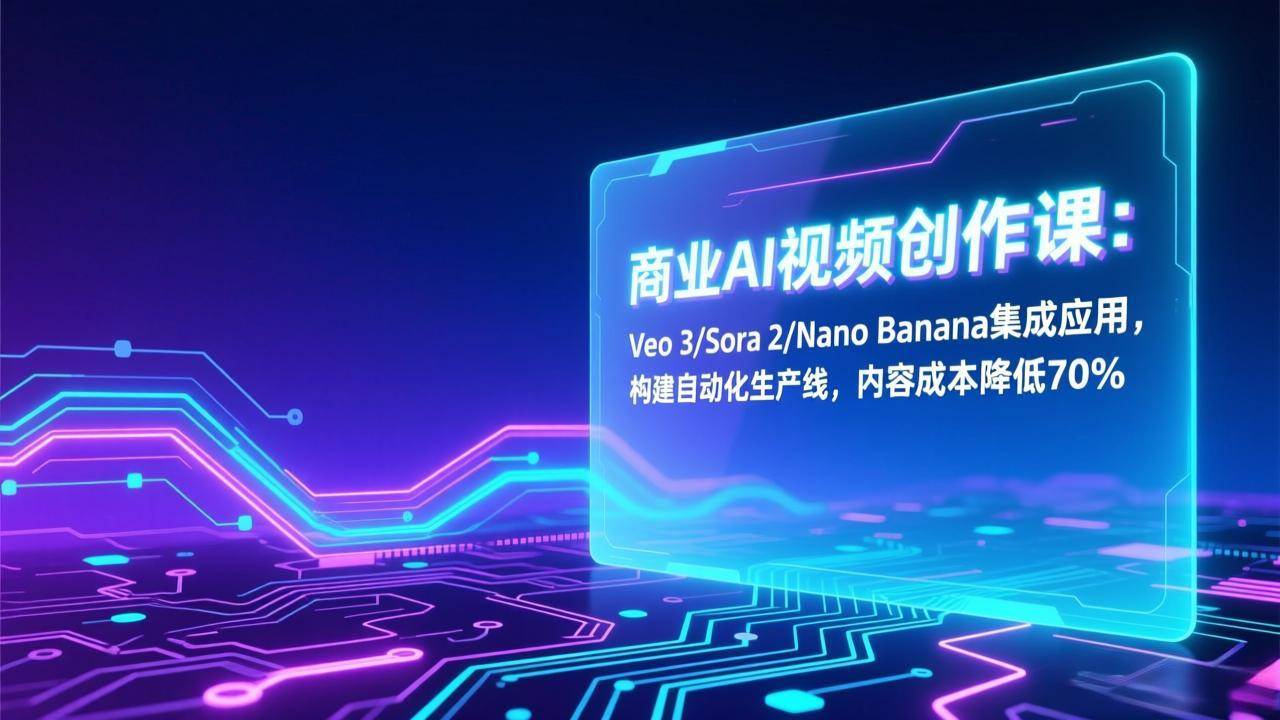 （17070期）商业AI视频创作课：Veo 3/Sora 2/Nano Banana集成应用，构建自动化生产线，内容成本降低70%-网亿资源平台