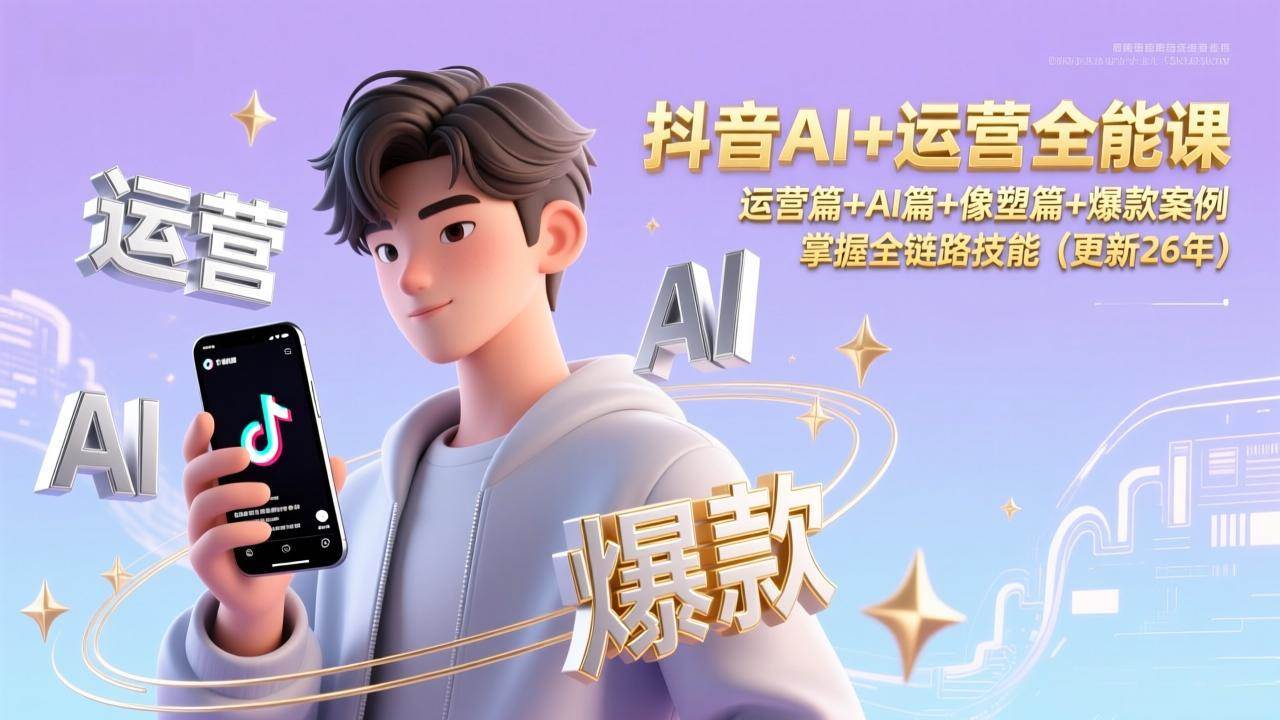 （17078期）抖音AI+运营全能课，运营篇+AI篇+像塑篇+爆款案例，掌握全链路技能（更新26年）-网亿资源平台