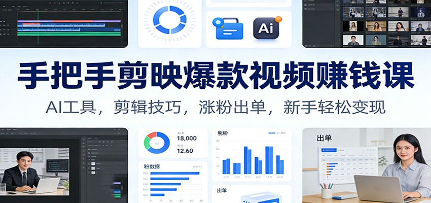 手把手剪映爆款视频赚钱课:AI工具,剪辑技巧,涨粉出单,新手轻松变现-邪修侠 - 演示