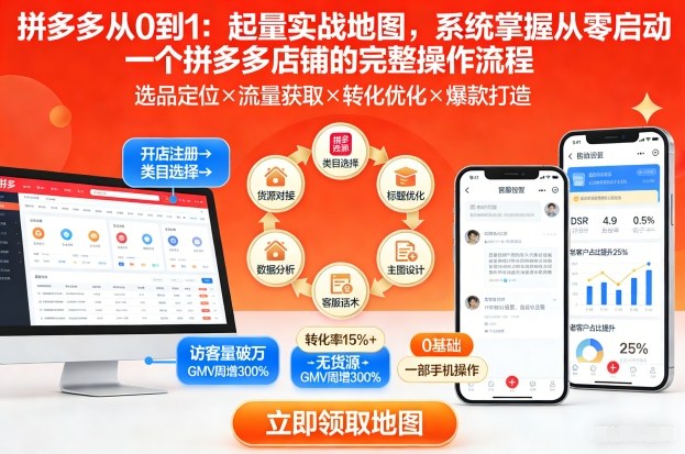 拼多多从0到1：起量实战地图，系统掌握从零启动一个拼多多店铺的完整操作流程-邪修侠 - 演示