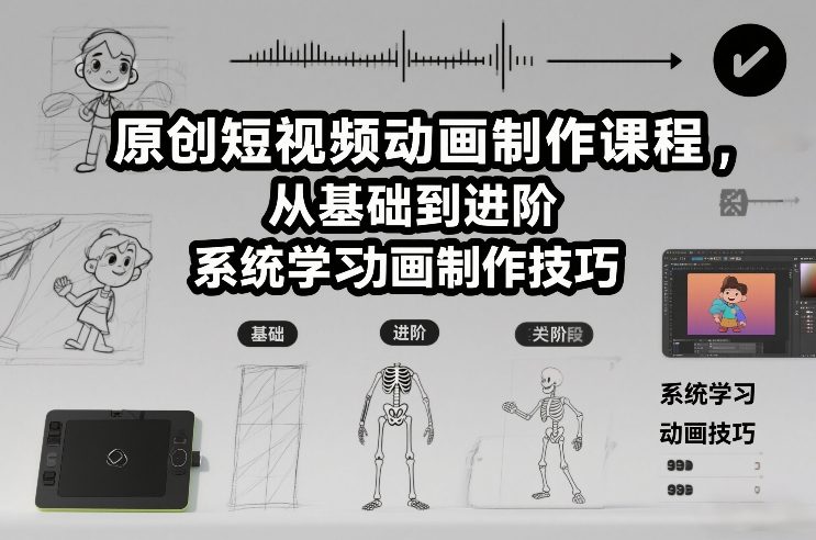 原创短视频动画制作课程,从基础到进阶,系统学习动画制作技巧 原创短视频动画制作课程,从基础到进阶,系统学习动画制作技巧