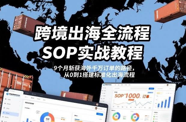 跨境出海全流程全盘托出SOP实战教程，9个月斩获海外千万订单的路径，从0到1搭建标准化出海流程-网亿资源平台