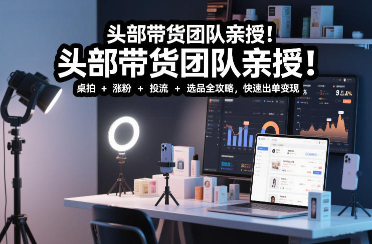 头部带货团队亲授!专业短视频实拍带货课:桌拍+涨粉+投流+选品全攻略,快速出单变现,月入2w+-邪修侠 - 演示