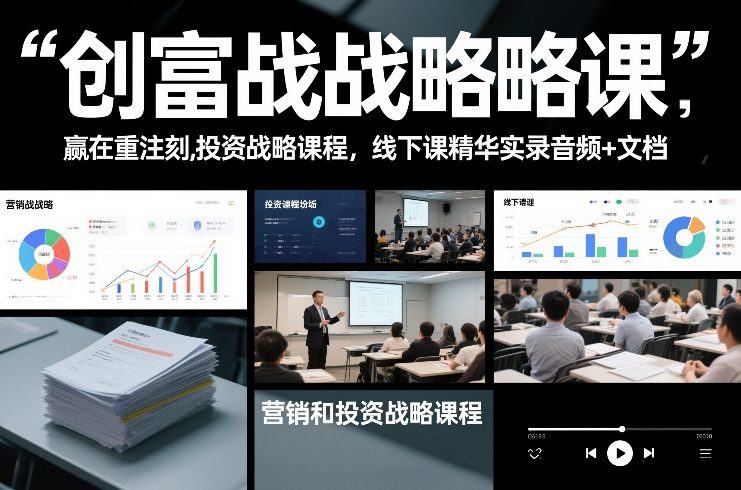 创富战略课，赢在重注时刻，营销和投资战略课程，线下课精华实录音频+文档-网亿资源平台