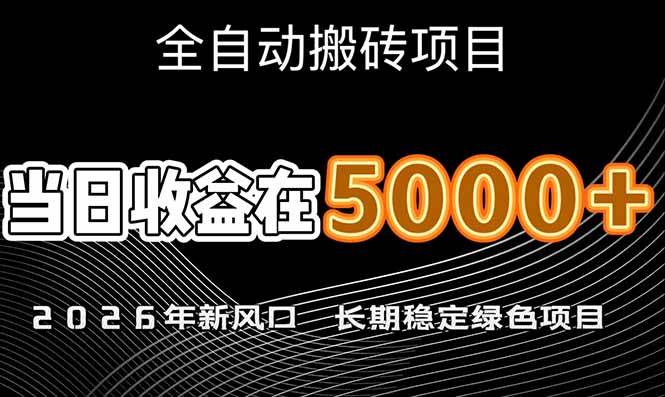 （17115期）2026年新风口赛道，当日6000+以上，可批量放大，月收入20万+，长期绿色稳定的项目-网亿资源平台
