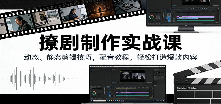 撩剧制作实战课：动态、静态剪辑技巧，配音教程，轻松打造爆款内容-邪修侠 - 演示