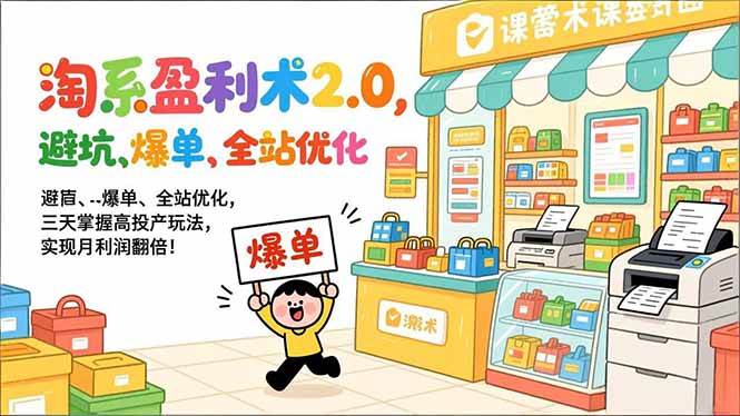 （17127期）淘系盈利术2.0，避坑、爆单、全站优化，三天掌握高投产玩法，实现月利润翻倍！-网亿资源平台