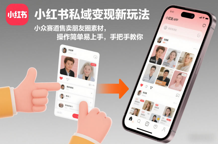 小红书私域变现新玩法，小众赛道售卖朋友圈素材，操作简单易上手，手把手教你-网亿资源平台