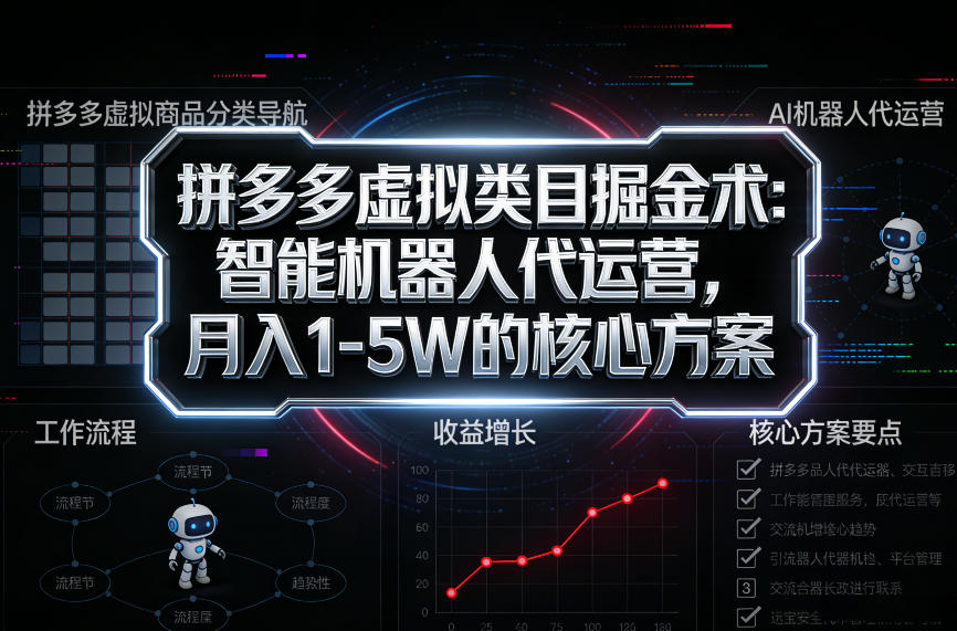 拼多多虚拟类目掘金术:智能机器人代运营,月入1-5W的核心方案【揭秘】-邪修侠 - 演示