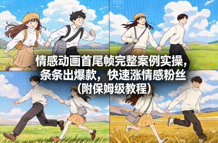 情感动画首尾帧完整案例实操，条条出爆款，快速涨情感粉丝(附保姆级教程)-网亿资源平台