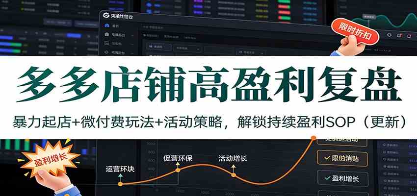 多多店铺高盈利复盘：暴力起店+微付费玩法+活动策略，解锁持续盈利SOP（更新）-网亿资源平台