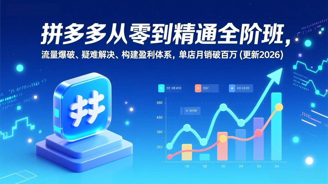 （17148期）拼多多从零到精通全阶班，流量爆破、疑难解决，构建盈利体系，单店月销破百万(更新2026)-网亿资源平台