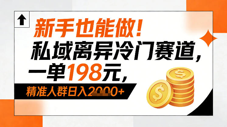 新手也能做！私域离异冷门赛道，一单198，精准人群日入1k+-90网