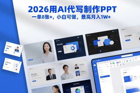 2026用AI代写制作PPT，一单8张+，小白可做，最高月入1W+-网亿资源平台