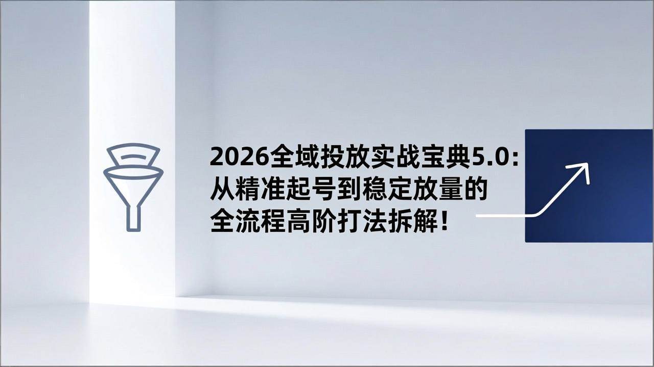 （17156期）2026全域投放实战宝典5.0：从精准起号到稳定放量的全流程高阶打法拆解！-网亿资源平台