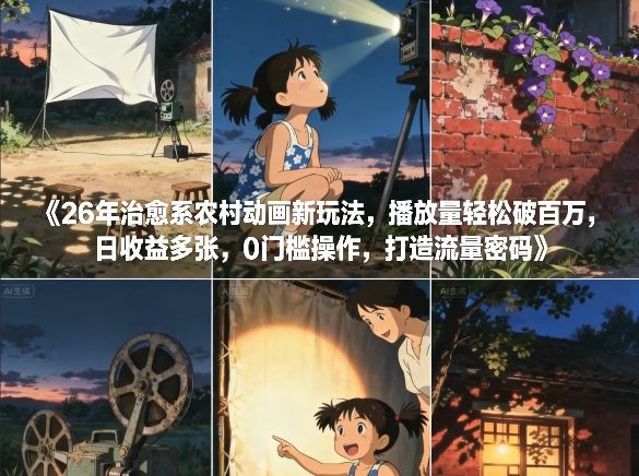26年治愈系农村动画新玩法，播放量轻松破百万，日收益多张，0门槛操作，打造流量密码-邪修侠 - 演示