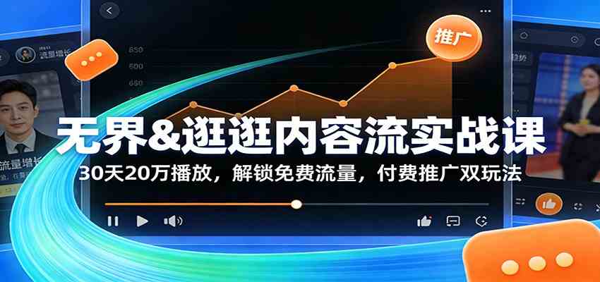 无界&逛逛内容流实战课：30天20万播放，解锁免费流量，付费推广双玩法-网亿资源平台
