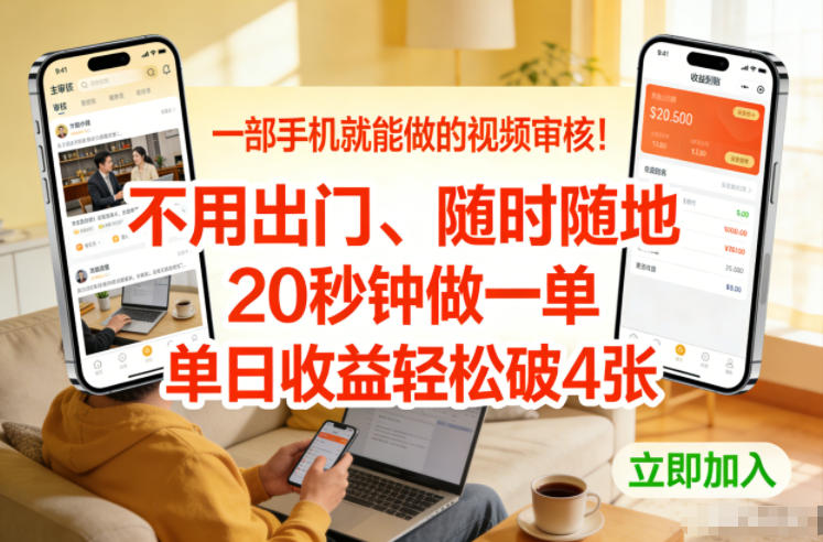 一部手机就能做的视频审核！不用出门，随时随地，20秒钟做一单，单日收益轻松破4张【揭秘】-邪修侠 - 演示