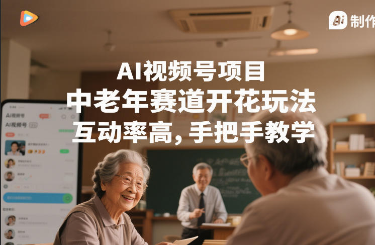 AI视频号项目，中老年赛道开花玩法，互动率高，手把手教学-网亿资源平台