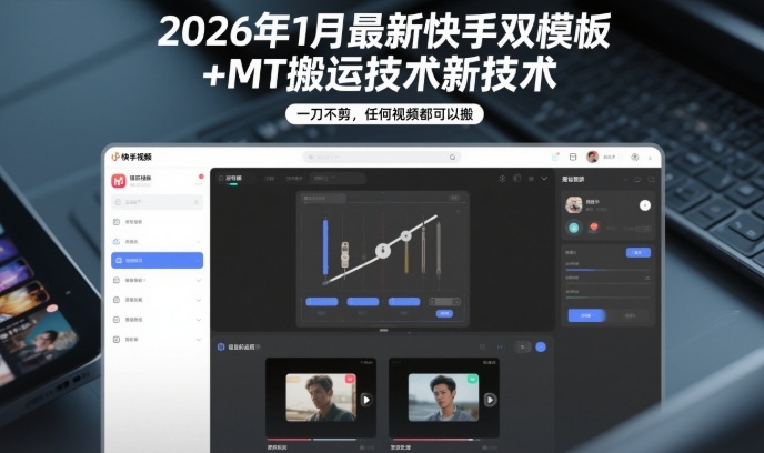 2026年1月最新快手双模板+MT搬运技术，一刀不剪，任何视频都可以搬-网亿资源平台