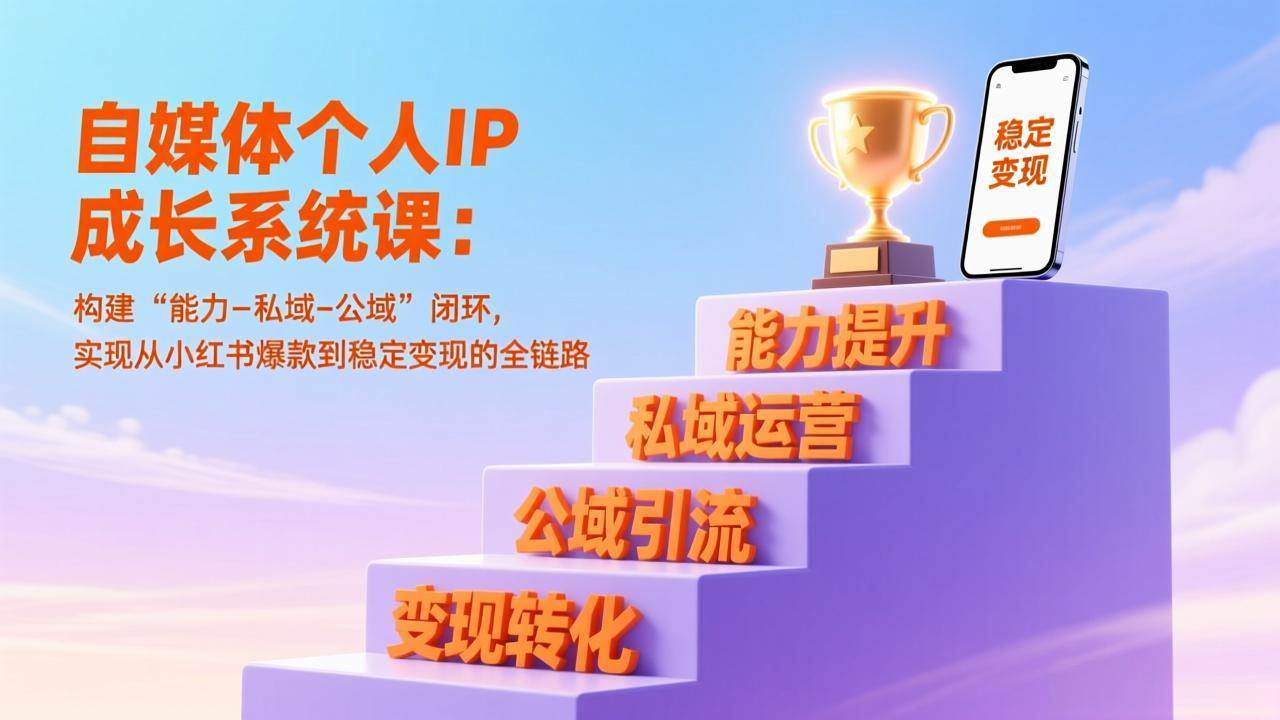 （17192期）自媒体个人IP成长系统课：构建“能力-私域-公域”闭环，实现从小红书爆款到稳定变现的全链路-网亿资源平台