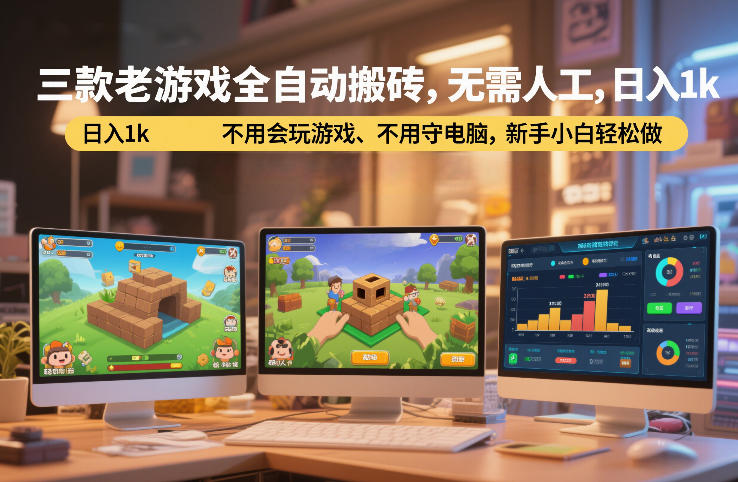 三款老游戏全自动搬砖，无需人工，日入1k，不用会玩游戏、不用守电脑，新手小白轻松做【揭秘】-网亿资源平台