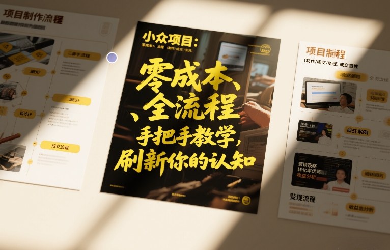 小众项目：零成本、全流程（制作-成交-变现）手把手教学，刷新你的认知-网亿资源平台
