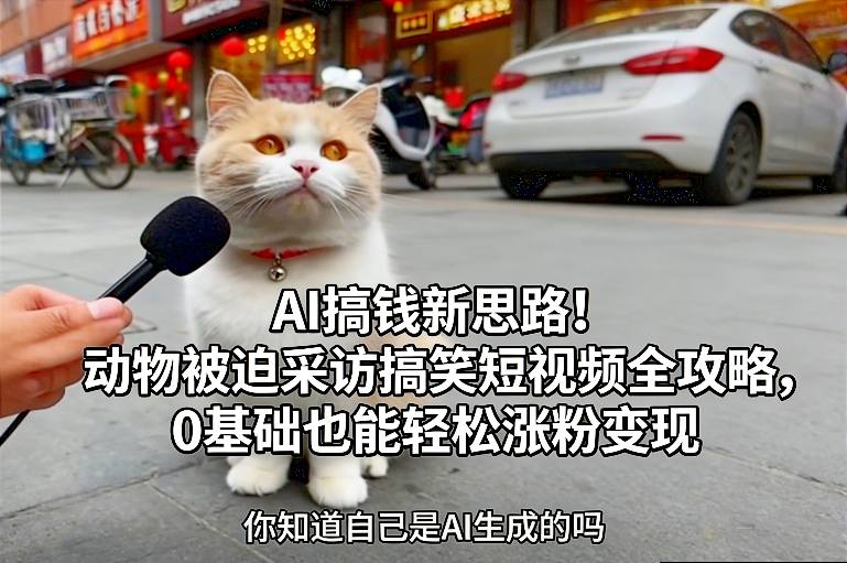 AI搞钱新思路！动物被迫采访搞笑短视频全攻略，0基础也能轻松涨粉变现-邪修侠 - 演示