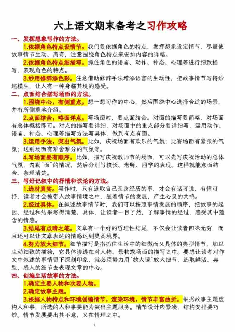 六上语文期末备考之习作攻略-网亿资源平台