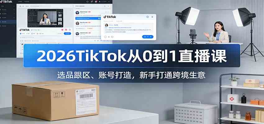 2026TikTok从0到1直播课：选品跟区、账号打造，新手打通跨境生意-网亿资源平台