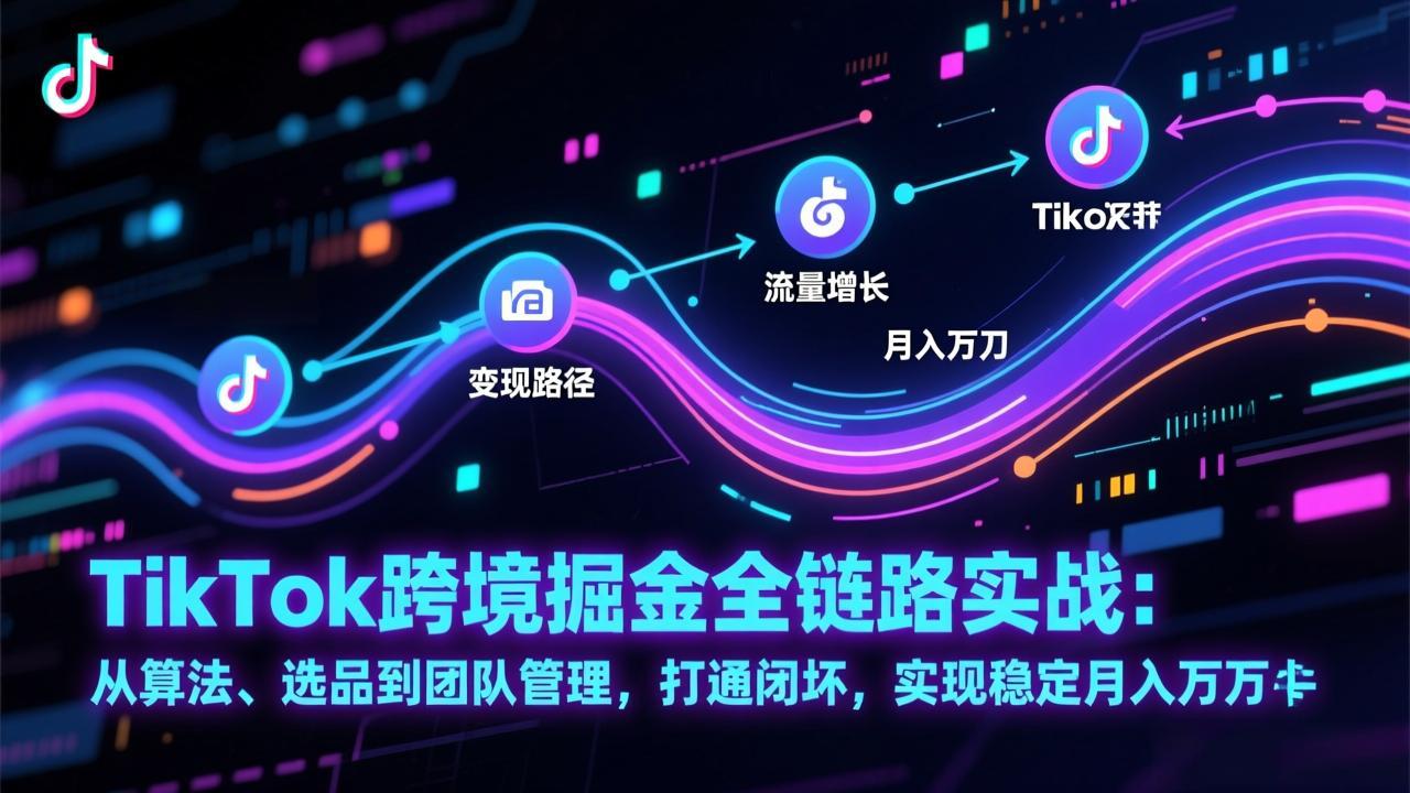 TikTok跨境掘金全链路实战：从算法、选品到团队管理，打通闭环，实现稳定月入万刀-网亿资源平台