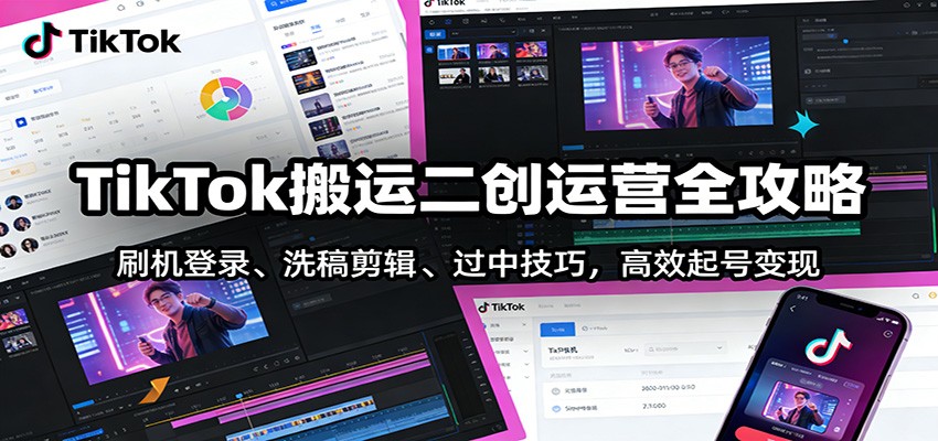 TikTok搬运二创运营全攻略：刷机登录、洗稿剪辑 、过中技巧，高效起号变现-邪修侠 - 演示