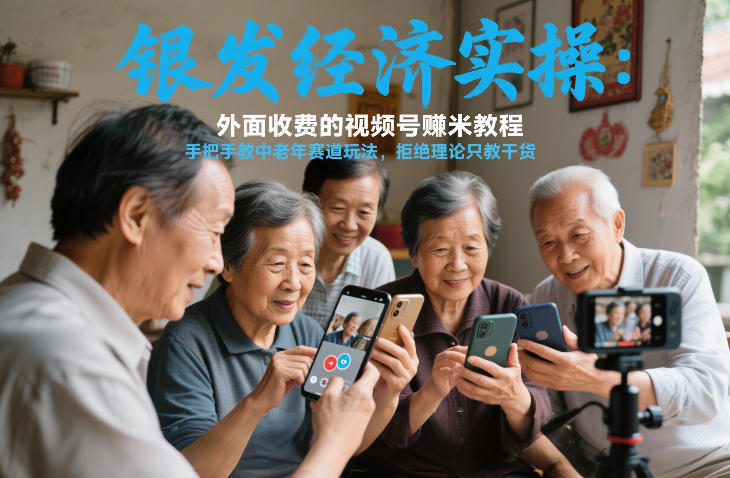 银发经济实操：外面收费的视频号賺米教程，手把手教中老年赛道玩法，拒绝理论只教干货-网亿资源平台
