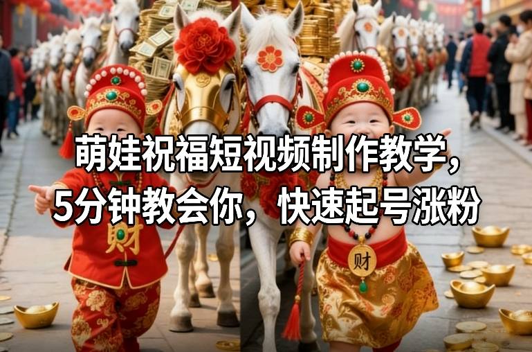 萌娃祝福短视频制作教学，5分钟教会你，快速起号涨粉-邪修侠
