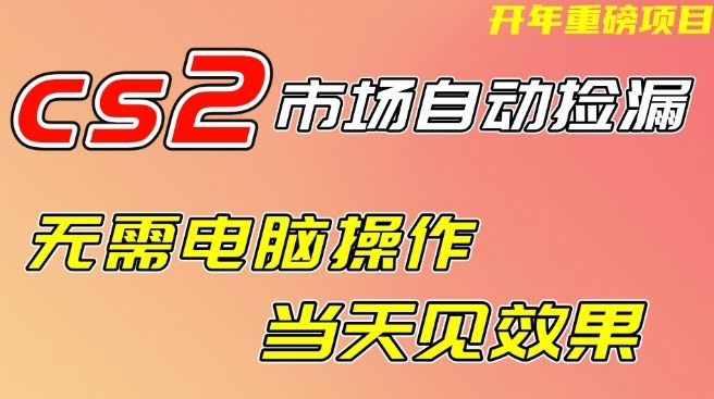 CS2市场自动捡漏项目，无需电脑操作，无需进入游戏，当天见效果，支持任何形式验证【揭秘】-邪修侠 - 演示
