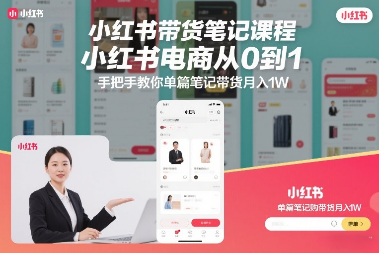 小红书带货笔记课程，小红书电商从0到1，手把手教你单篇笔记带货月入1W-邪修侠 - 演示