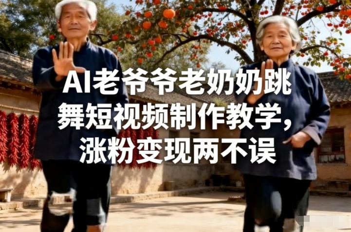 AI老爷爷老奶奶跳舞短视频制作教学，涨粉变现两不误-邪修侠 - 演示