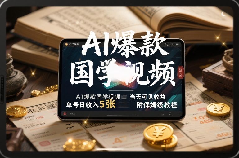 AI爆款国学视频，独家起号方法，小白直接上手，当天可见收益，单号日收入5张+附保姆级教程-邪修侠