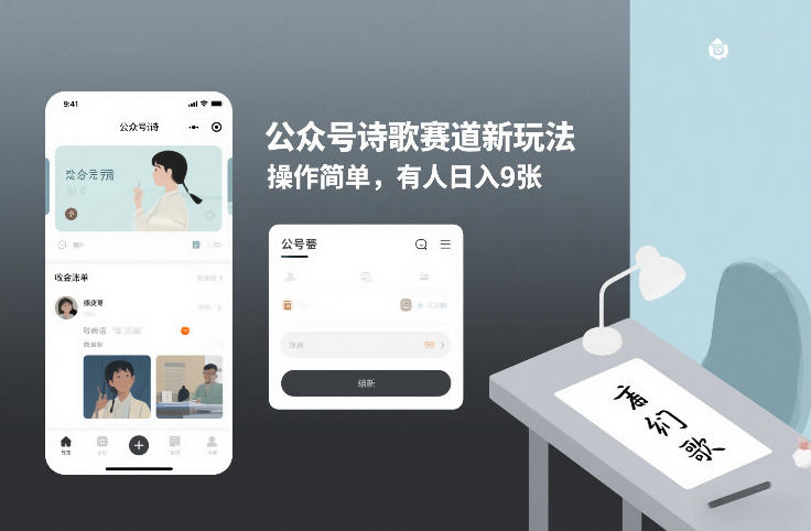 公众号诗歌赛道新玩法，操作简单，有人日入9张-网创百晓生