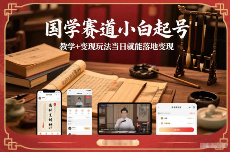 国学赛道小白起号教学+变现玩法当日就能落地变现-网亿资源平台