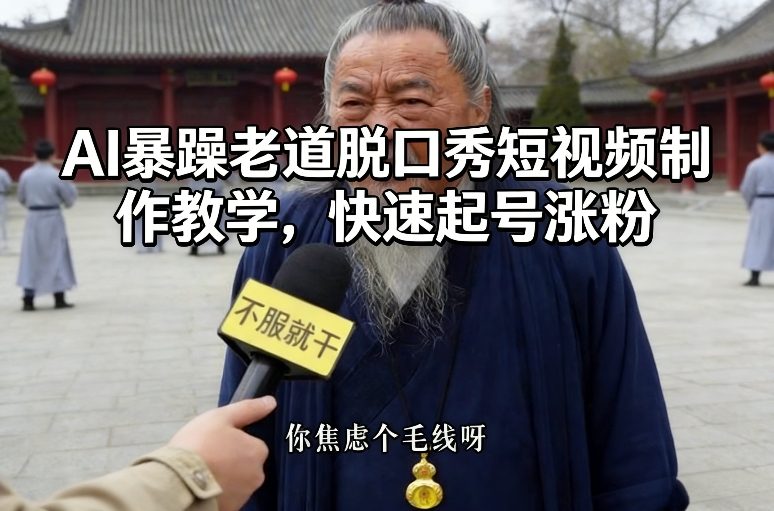 AI暴躁老道脱口秀短视频制作教学,快速起号涨粉-邪修侠