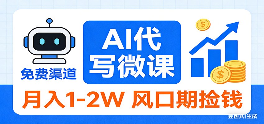 2026告别打工!AI 代写微课,提供免费渠道,月入 1-2W 风口期捡钱-邪修侠