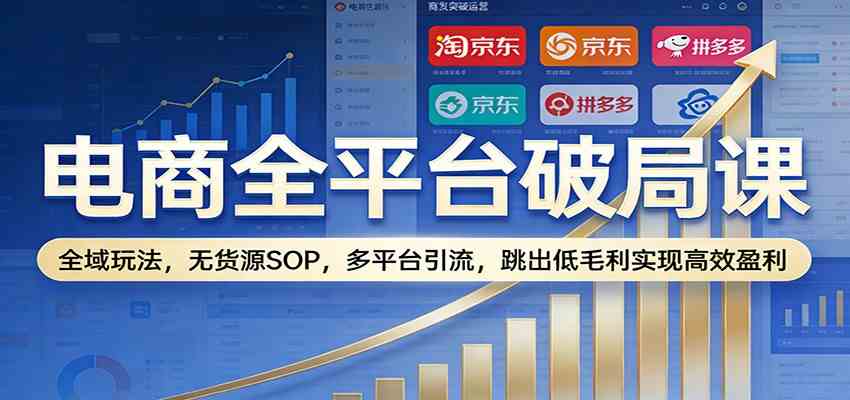 电商全平台破局课：全域玩法，无货源SOP，多平台引流，跳出低毛利实现高效盈利-网亿资源平台